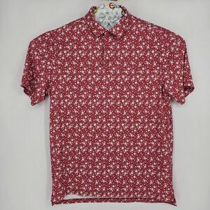 1764 Signature Shirt Mens Large Polo Golf Performance Floral All Over Print L‎
